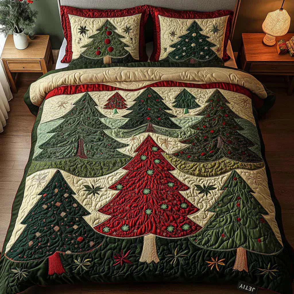 Parure de lit matelassée 3 pièces — Forêt Joyeuse