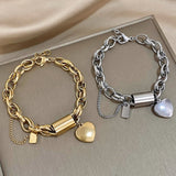 Bracelet Épais — Cœurs Dorés