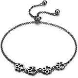 Bracelet Argent Ajustable — Empreinte de Patte de Chien
