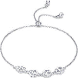 Bracelet Argent Ajustable — Empreinte de Patte de Chien