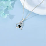 Collier Mémorial — Empreinte de Patte Sentie avec Zirconia