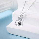 Collier Mémorial — Empreinte de Patte Sentie avec Zirconia
