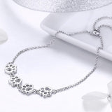 Bracelet Argent Ajustable — Empreinte de Patte de Chien