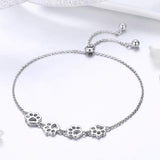 Bracelet Argent Ajustable — Empreinte de Patte de Chien