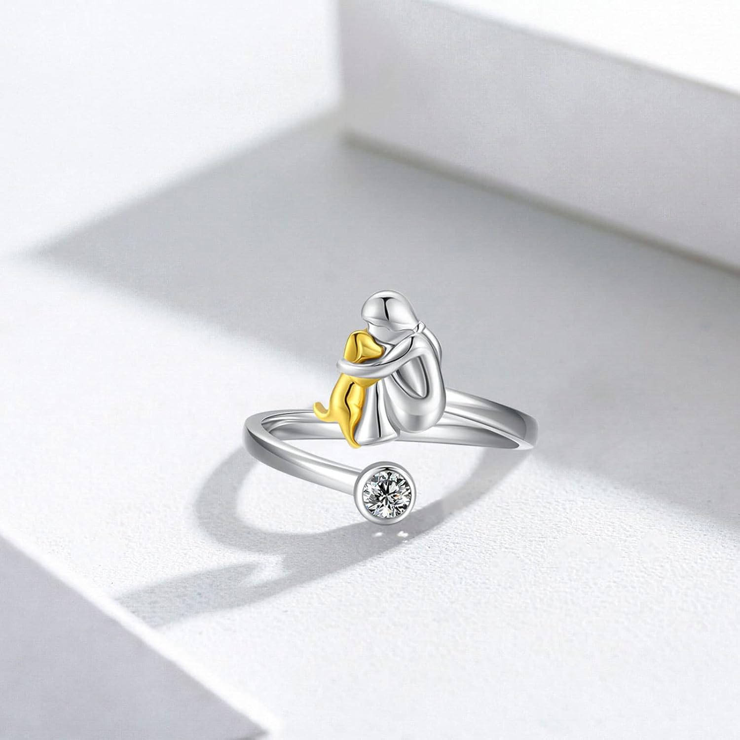 Bague Chien Ajustable — Argent