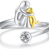 Bague Chien Ajustable — Argent
