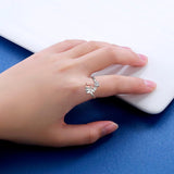 Bague Chien — Argent et Zirconia Blanc, Ajustable