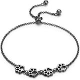 Bracelet Argent Ajustable — Empreinte de Patte de Chien