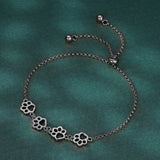 Bracelet Argent Ajustable — Empreinte de Patte de Chien