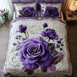 Parure de lit matelassée 3 pièces — Rose Violette