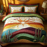 Parure de lit matelassée 3 pièces — Coucher de Soleil sur les Cactus