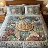 Parure de lit matelassée 3 pièces — Tortues Marines