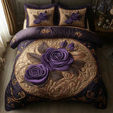 Parure de lit matelassée 3 pièces — Rose Violette