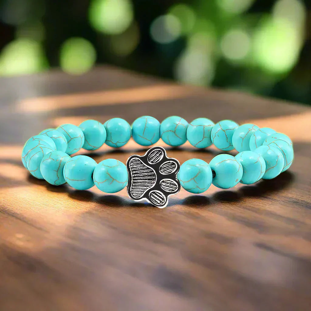 Bracelet — Pierre Naturelle avec Empreinte de Patte