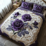 Parure de lit matelassée 3 pièces — Rose Violette