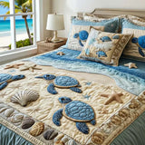 Parure de lit matelassée 3 pièces — Vagues de l'Océan