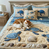 Parure de lit matelassée 3 pièces — Vagues de l'Océan