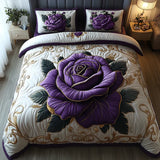 Parure de lit matelassée 3 pièces — Rose Violette