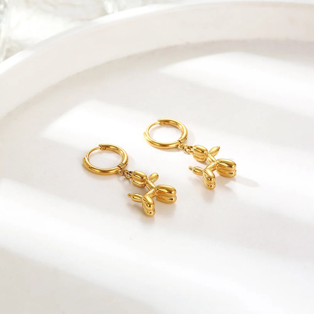 Boucles d'oreilles — Mini Ballons Chien Dorés