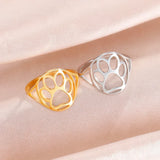 Bague Délicate — Patte Animale, Acier Inoxydable, Ouverte