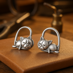 Boucles d'oreilles — Chiot Endormi en Argent