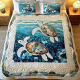 Parure de lit matelassée 3 pièces — Tortues Marines