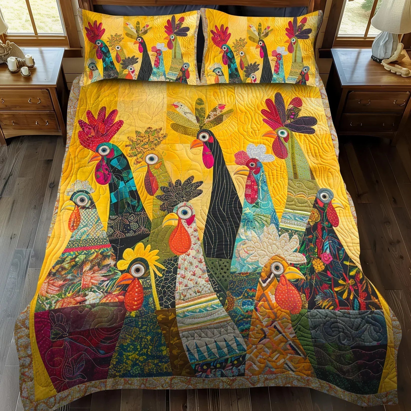 Parure de lit matelassée 3 pièces — Coq de l'Aube