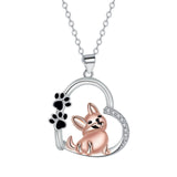 Collier Chien — Or Rose, Cœur Amical