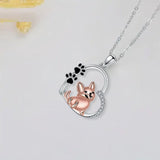 Collier Chien — Or Rose, Cœur Amical
