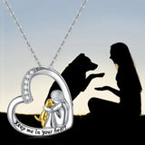 Collier Porte-Bonheur — Cœur et Chien en Argent avec Zirconia