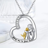 Collier Porte-Bonheur — Cœur et Chien en Argent avec Zirconia