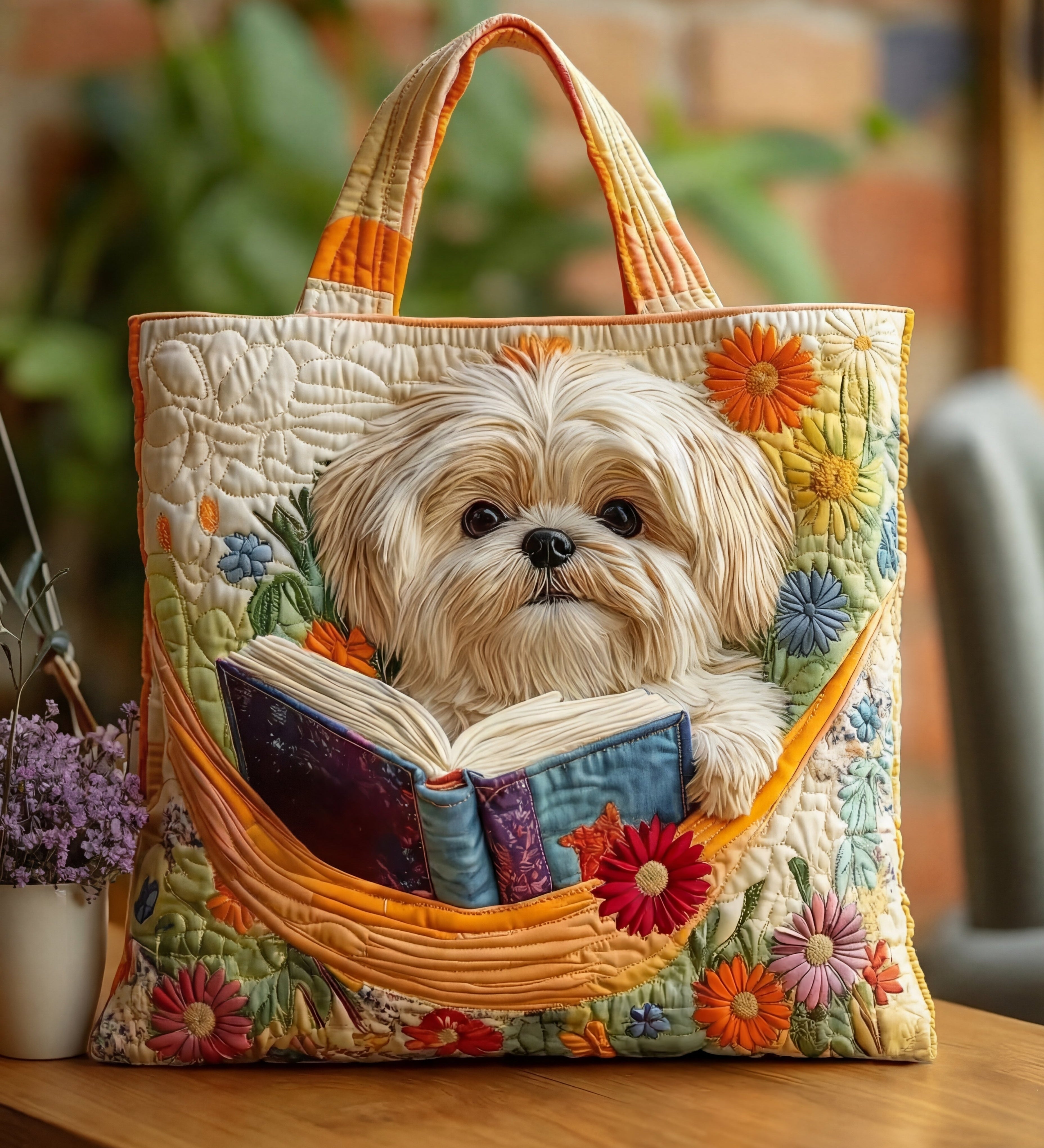 Sac — Shih Tzu, Livre & Fleurs