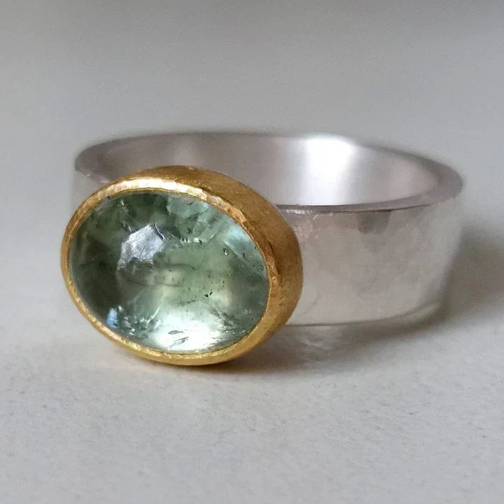 Bague — Pierre Verte Ronde, Vintage
