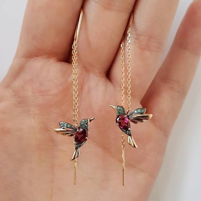 Boucles d'oreilles — Colibri Émail et Zirconia