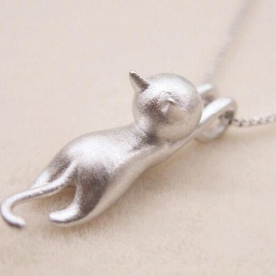 Collier — Chat Espiègle en Argent