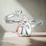 Bague Chien — Argent et Zirconia Blanc, Ajustable